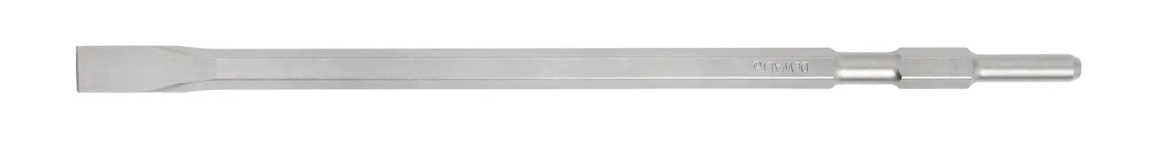 Accesorio de cincel largo y plano de metal, diseñado para utilizarse con herramientas eléctricas.