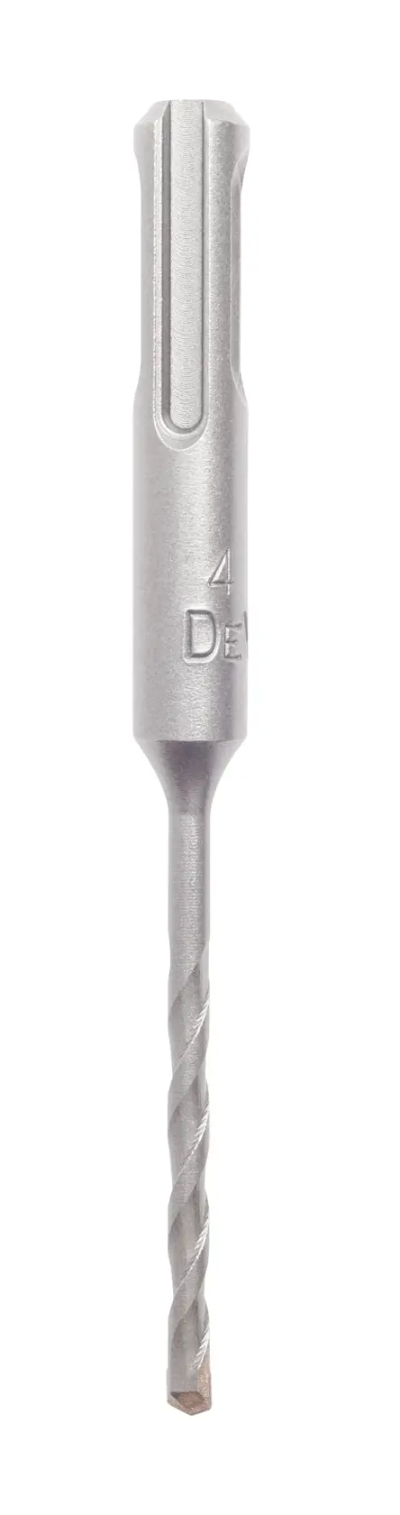 Broca metálica DEWALT para herramientas eléctricas, mostrada verticalmente sobre fondo blanco.