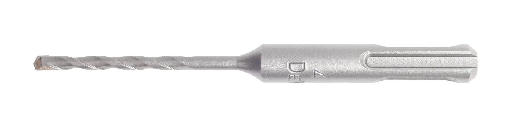 Broca de metal DEWALT colocada horizontalmente sobre fondo blanco.