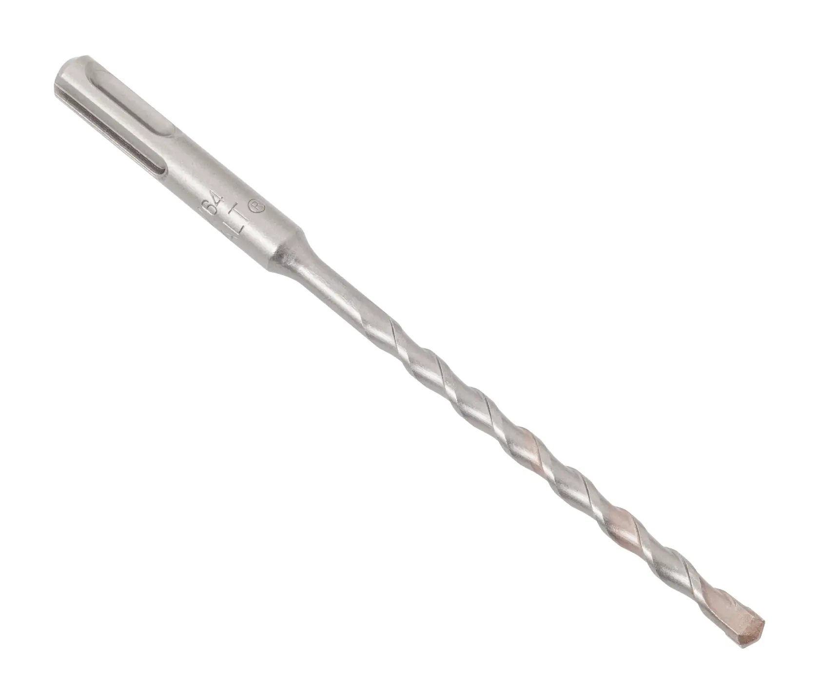 Broca de metal DEWALT con vástago SDS-plus, diseñada para perforar mampostería o concreto.