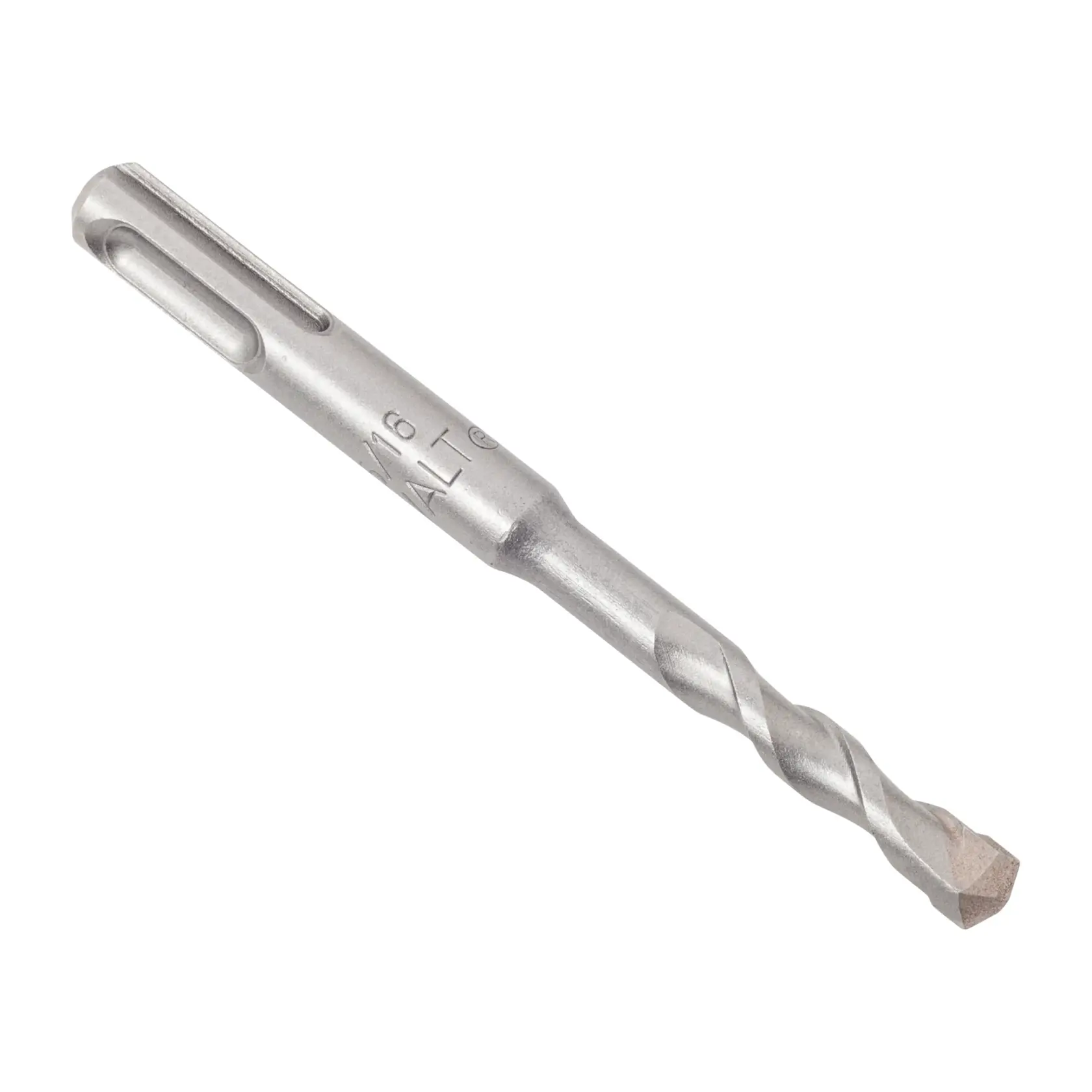 Broca metálica DEWALT con vástago SDS, mostrada sobre fondo blanco.