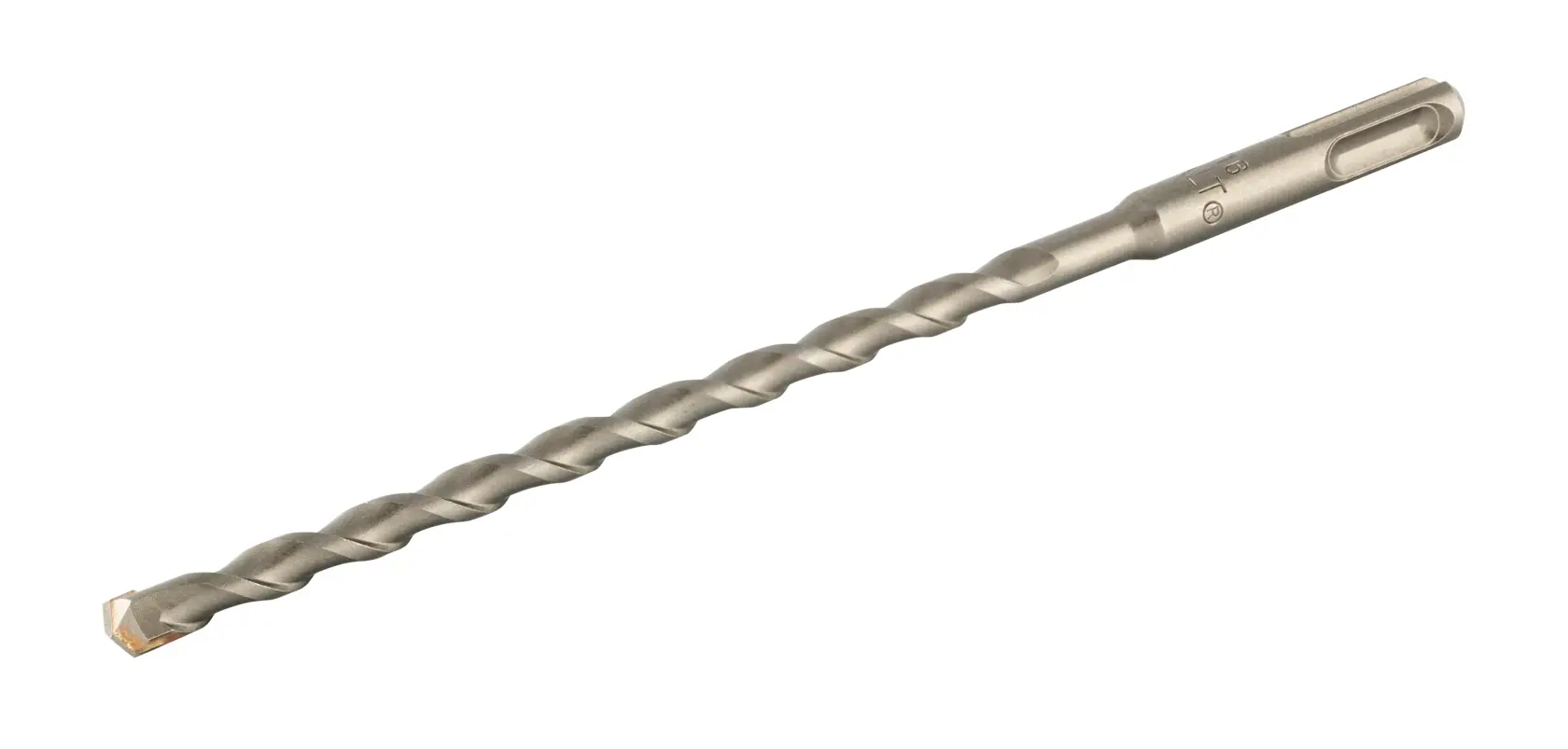 Broca DEWALT SDS en espiral con punta de carburo, diseñada para taladrar mampostería y concreto.