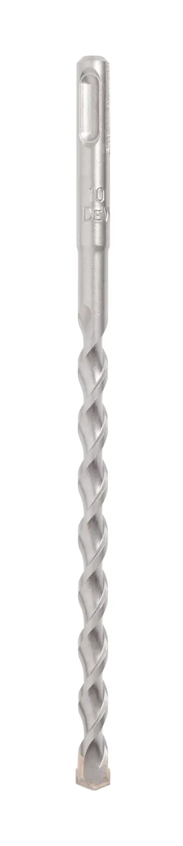 Una broca SDS DEWALT individual con una ranura en espiral, diseñada para usar con taladros rotomartillo.