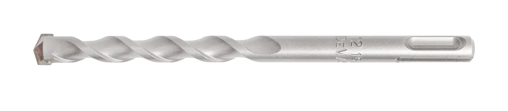 Broca plateada DEWALT con espiral y encaje SDS para perforar mampostería y concreto.