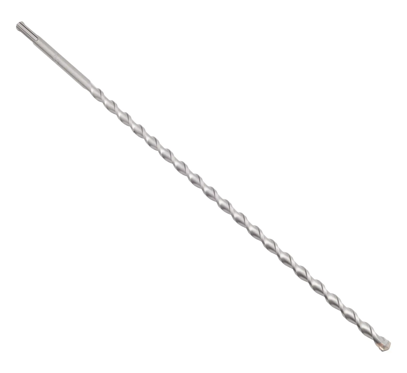 Broca DEWALT, DW00713 y DW00713-AE SKUs, plata, espiral, categoría fotografía, fondo blanco.
