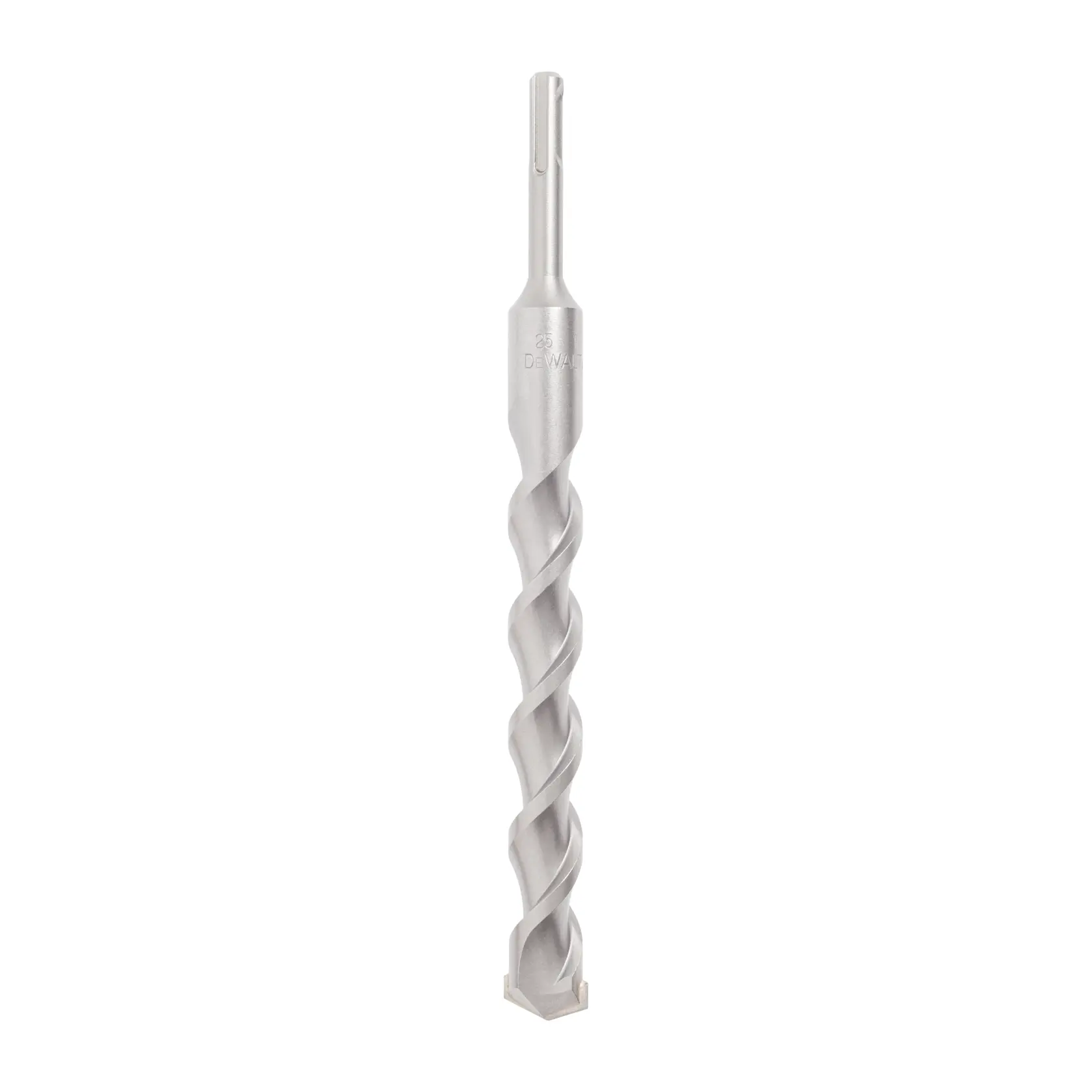 Broca espiral DEWALT con extremo SDS, diseñada para taladrar mampostería y concreto.
