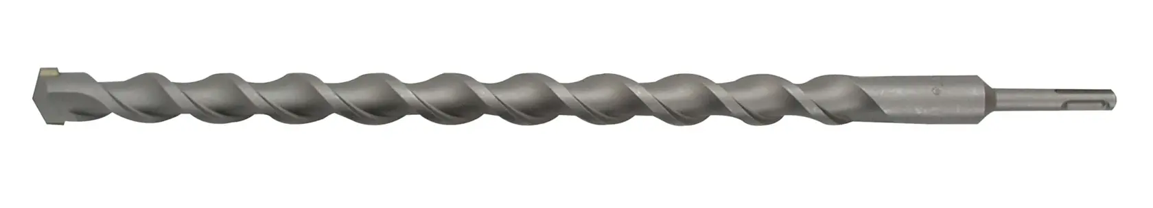 Broca larga para mampostería plateada con espiral y vástago SDS para taladros de percusión.
